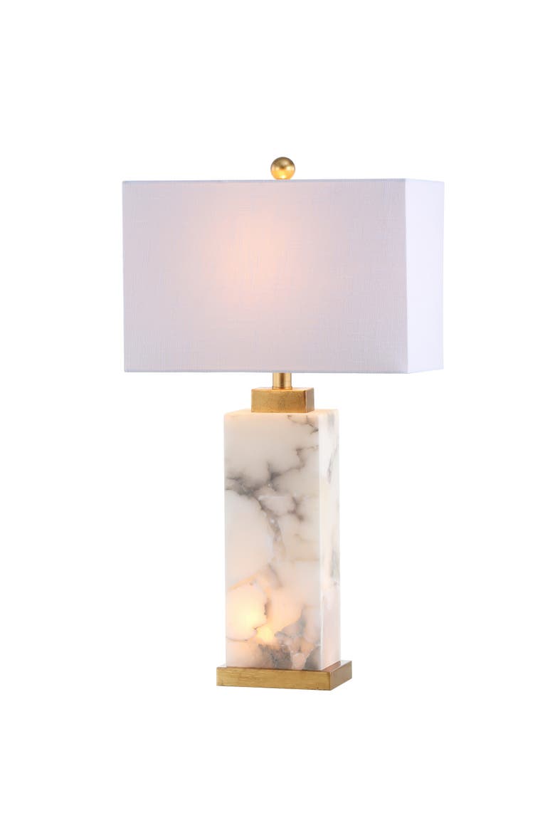 Elizabeth 27.5" Contemporary Coastal Alabaster LED Table Lamp, Main, color, White/Gold Painting