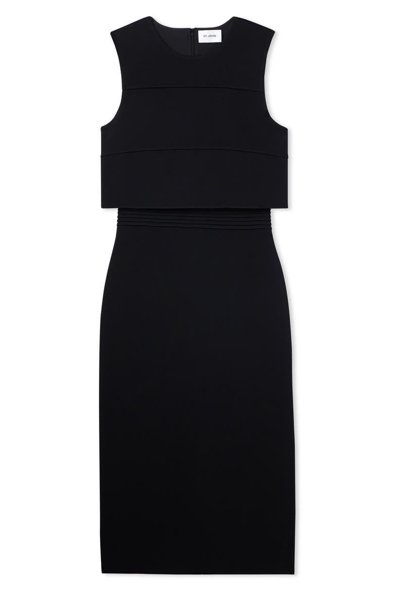 Sleeveless Milano Ottoman Knit Dress, Alternate, color, BLACK