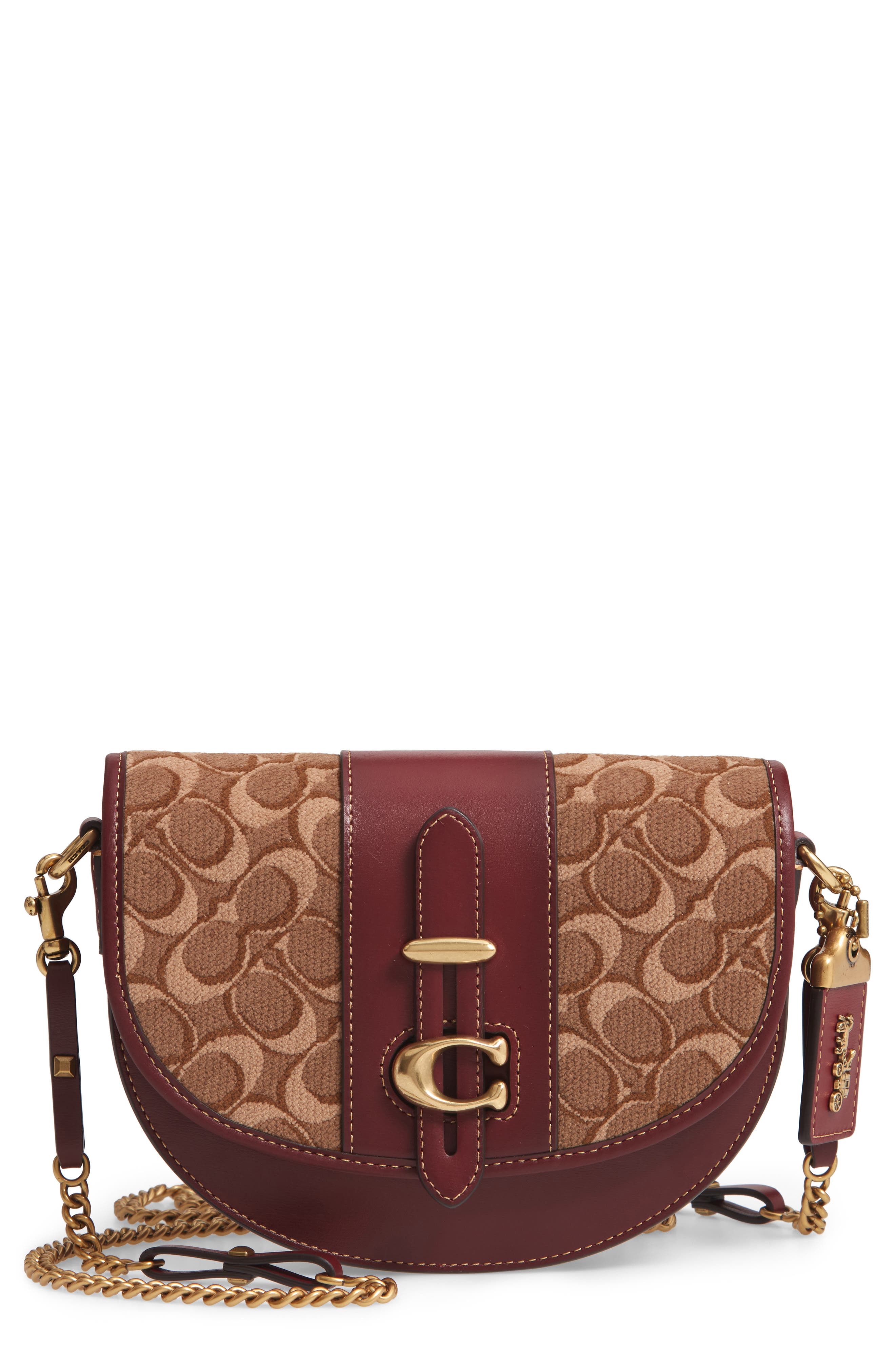 COACH Saddle 20 Signature Jacquard & Leather Crossbody Bag, Main, color, 