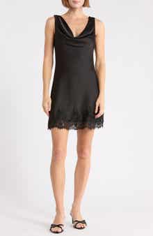 Lace Trim Cowl Neck Minidress