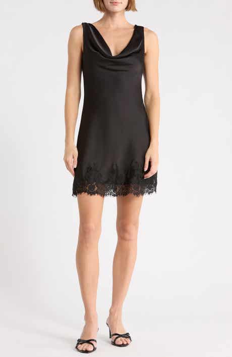 Lace Trim Cowl Neck Minidress