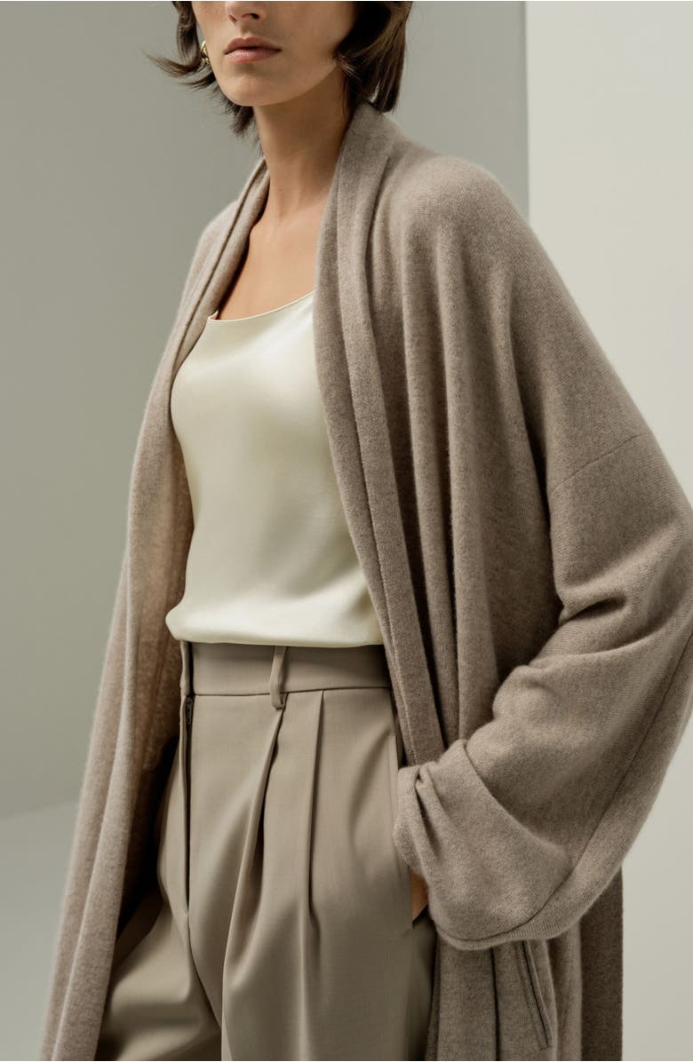 Lilysilk Calf-length cashmere cardigan, Alternate, color, Gravel