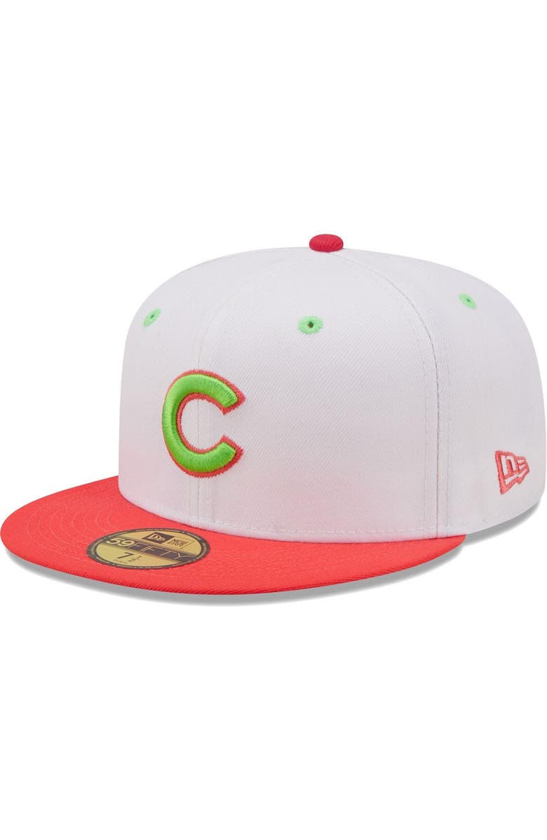 New Era Men's New Era White/Coral Chicago Cubs 1990 MLB All-Star Game Strawberry Lolli 59FIFTY Fitted Hat, Alternate, color, 