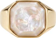 ARGENTO VIVO Octagon Mother of Pearl Signet Ring
