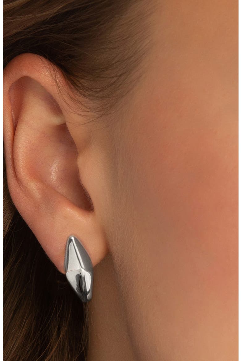 Points North Sterling Silver Huggie Hoop Earrings, Alternate, color, STERLING SILVER