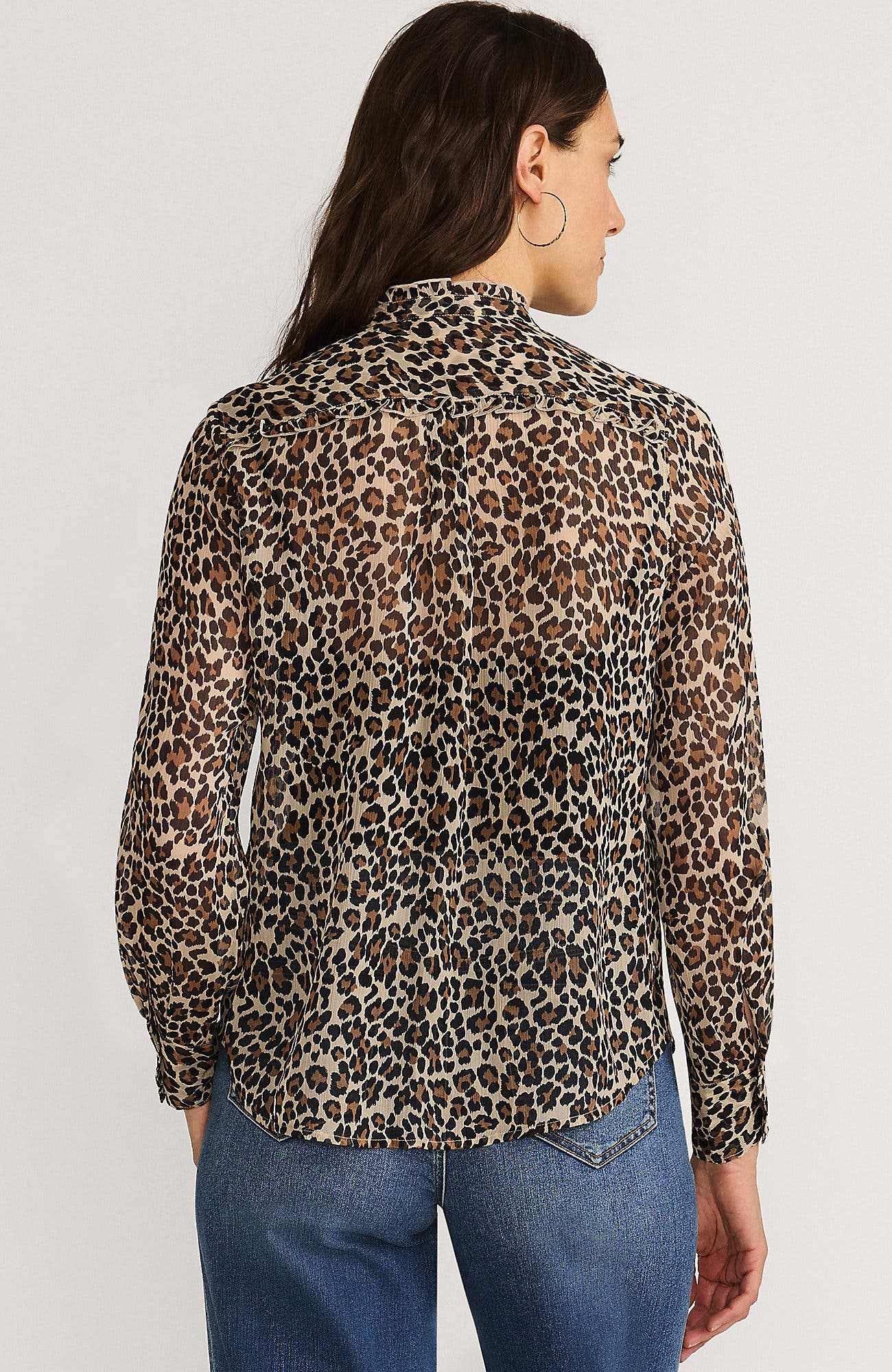 Chiffon Ruffle Front Long Sleeve Top - image 4