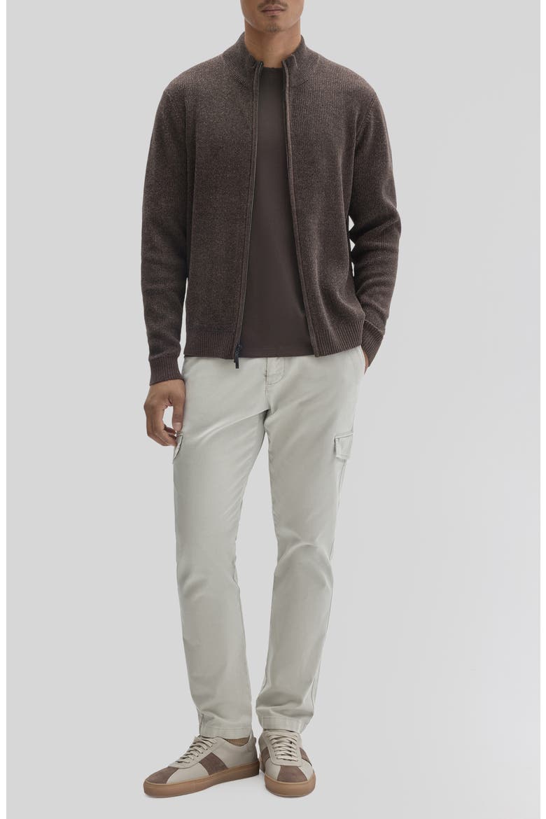 Idris Full Zip Mock Neck Sweater, Alternate, color, BROWN