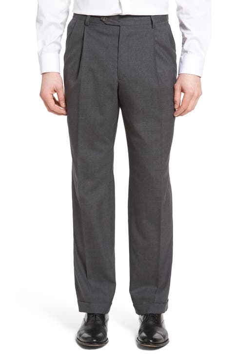 Lightweight Plain Weave Pleated Classic Fit Trousers