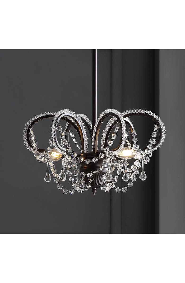 JONATHAN Y Caroline Metal/Crystal LED Adjustable Chandelier, Alternate, color, Oil Rubbed Bronze