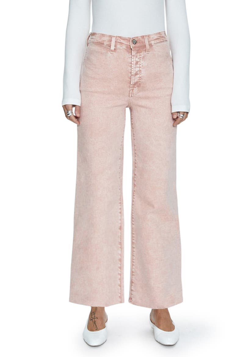 Penny High Waist Raw Hem Wide Leg Jeans, Main, color, MELLOW ROSE SNOW