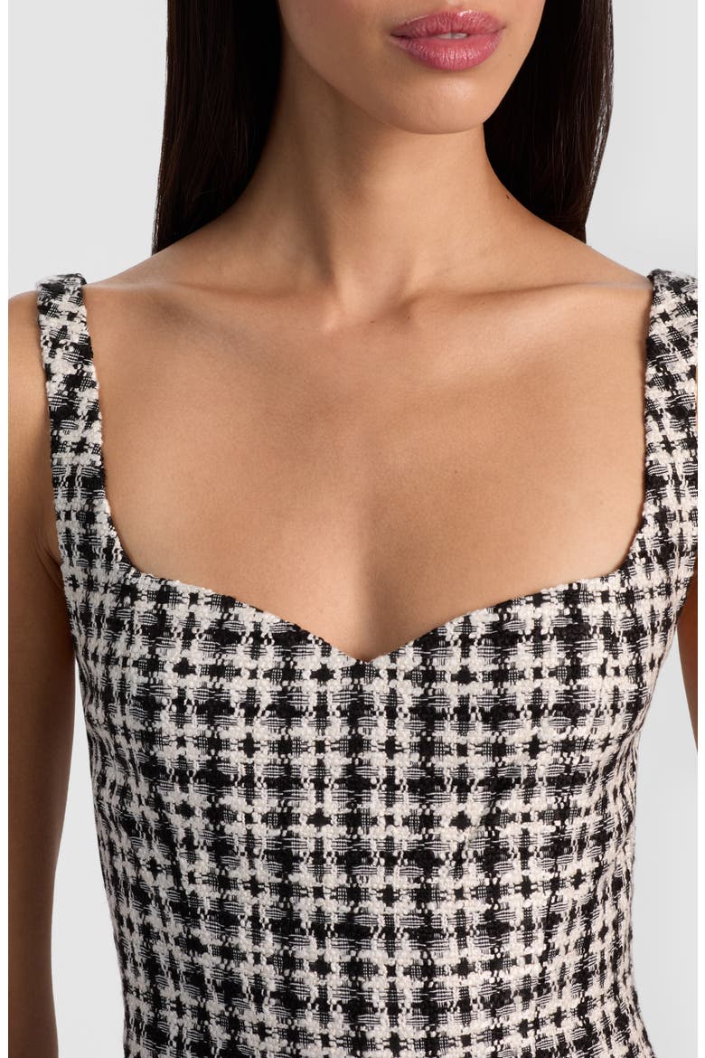 Eve Sweetheart Neck Tweed Minidress, Alternate, color, BLACK/ OFF WHITE