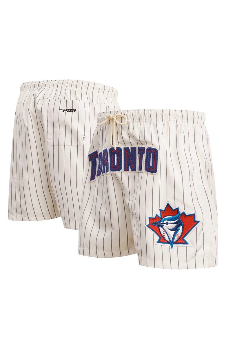 PRO STANDARD Men's Pro Standard Cream Toronto Blue Jays Pinstripe Retro Classic Woven Shorts, Alternate, color, 