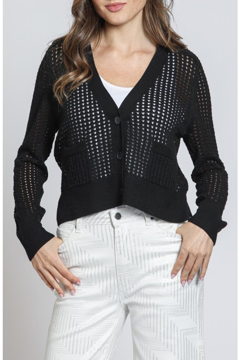 Open Stitch Cardigan, Main, color, BLACK