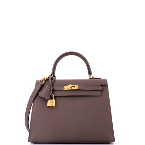 Kelly Handbag Grey Epsom with Gold Hardware 25