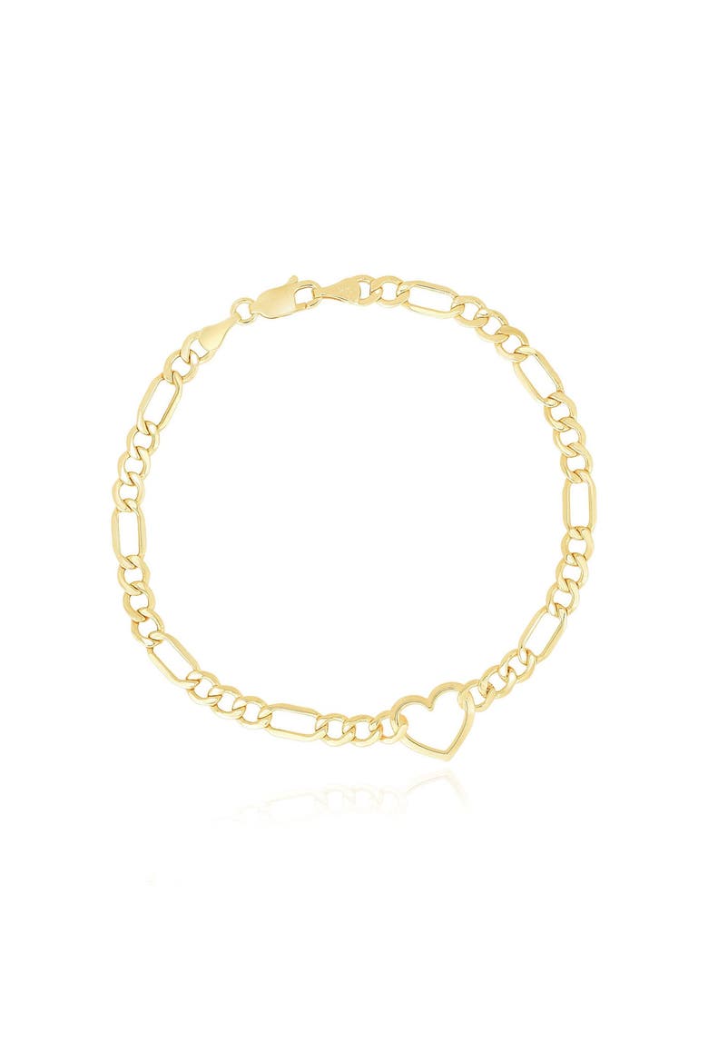 Figaro Heart Bracelet, Main, color, Yellow Gold