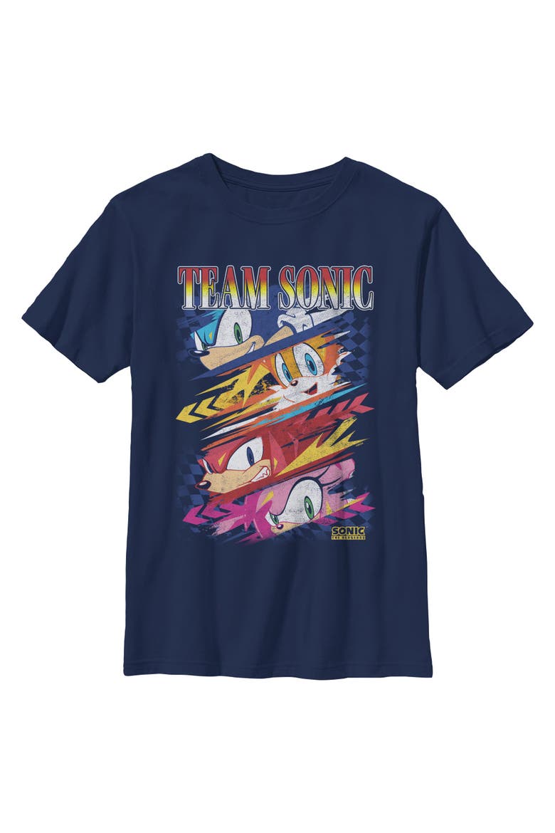Boy's Sonic the Hedgehog The Fast Team  Graphic T-Shirt, Main, color, Navy Blue