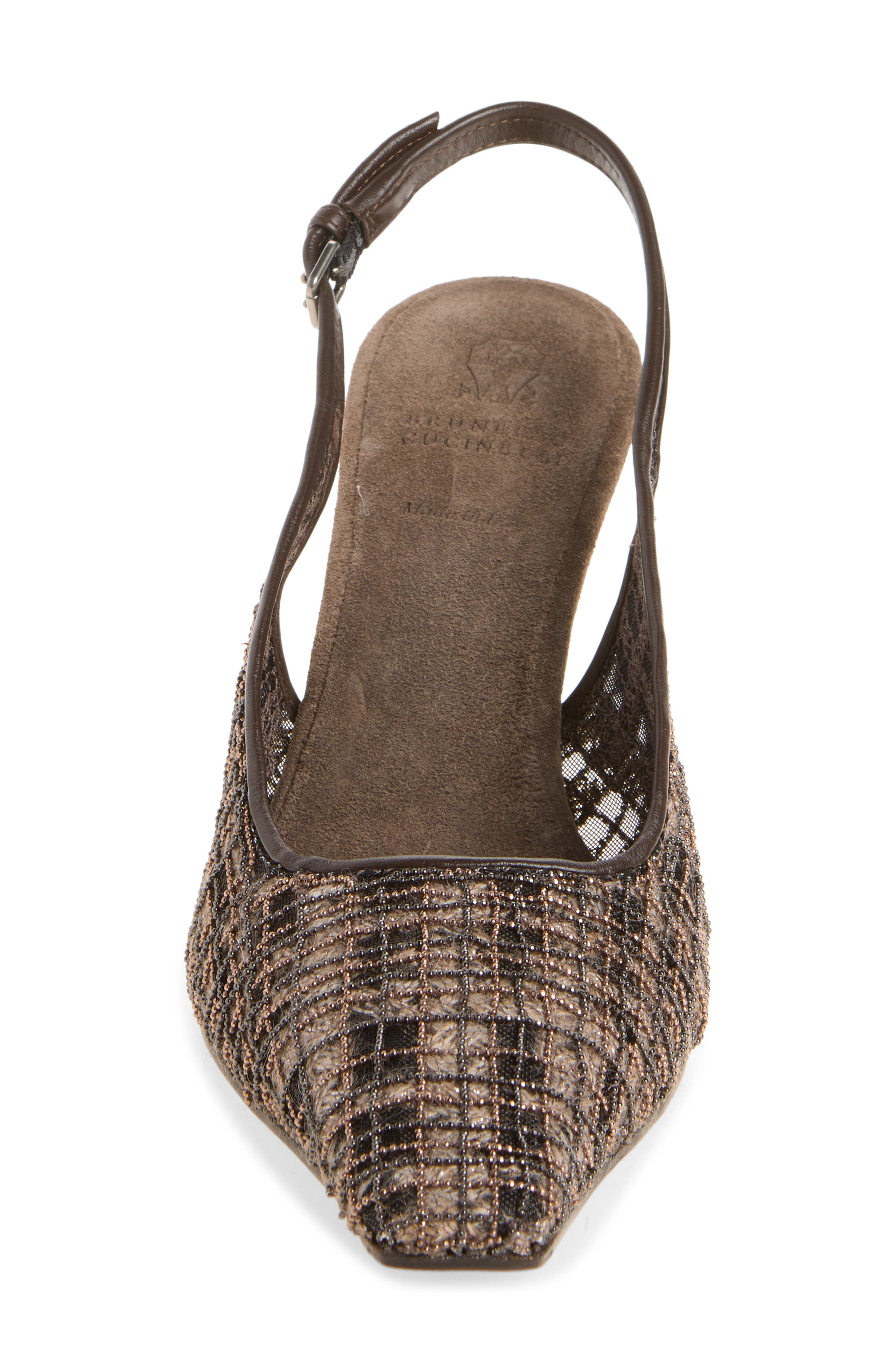 Monili Check Beaded Mesh Slingback Sandal, Alternate, color, C8279 TESTA MORO