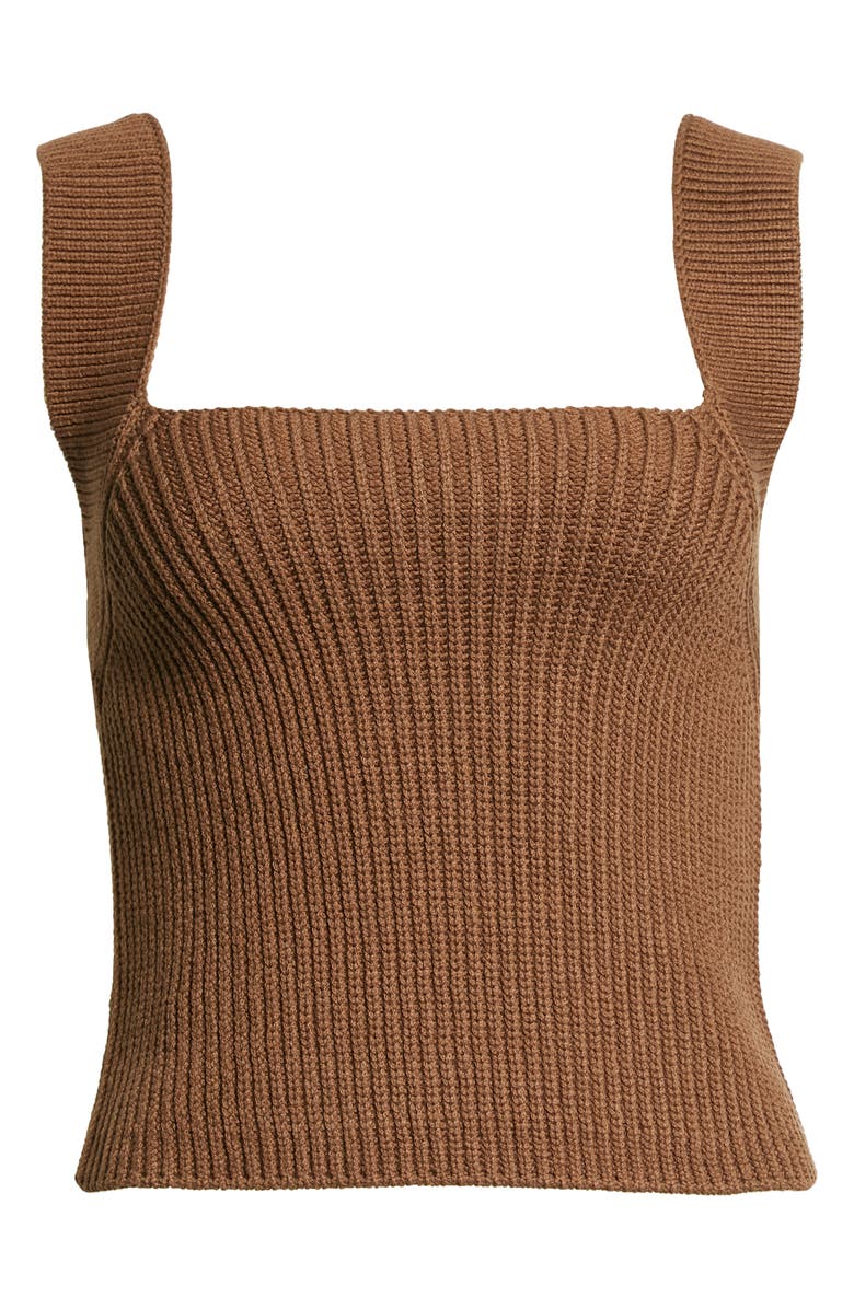 Vince Women's Rib Square Neck Organic Cotton Tank Sweater, Alternate, color, 