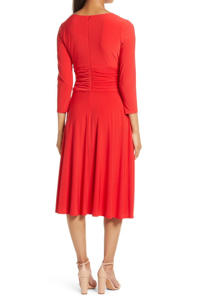 Long Sleeve Faux Wrap Dress, Alternate, color, RED