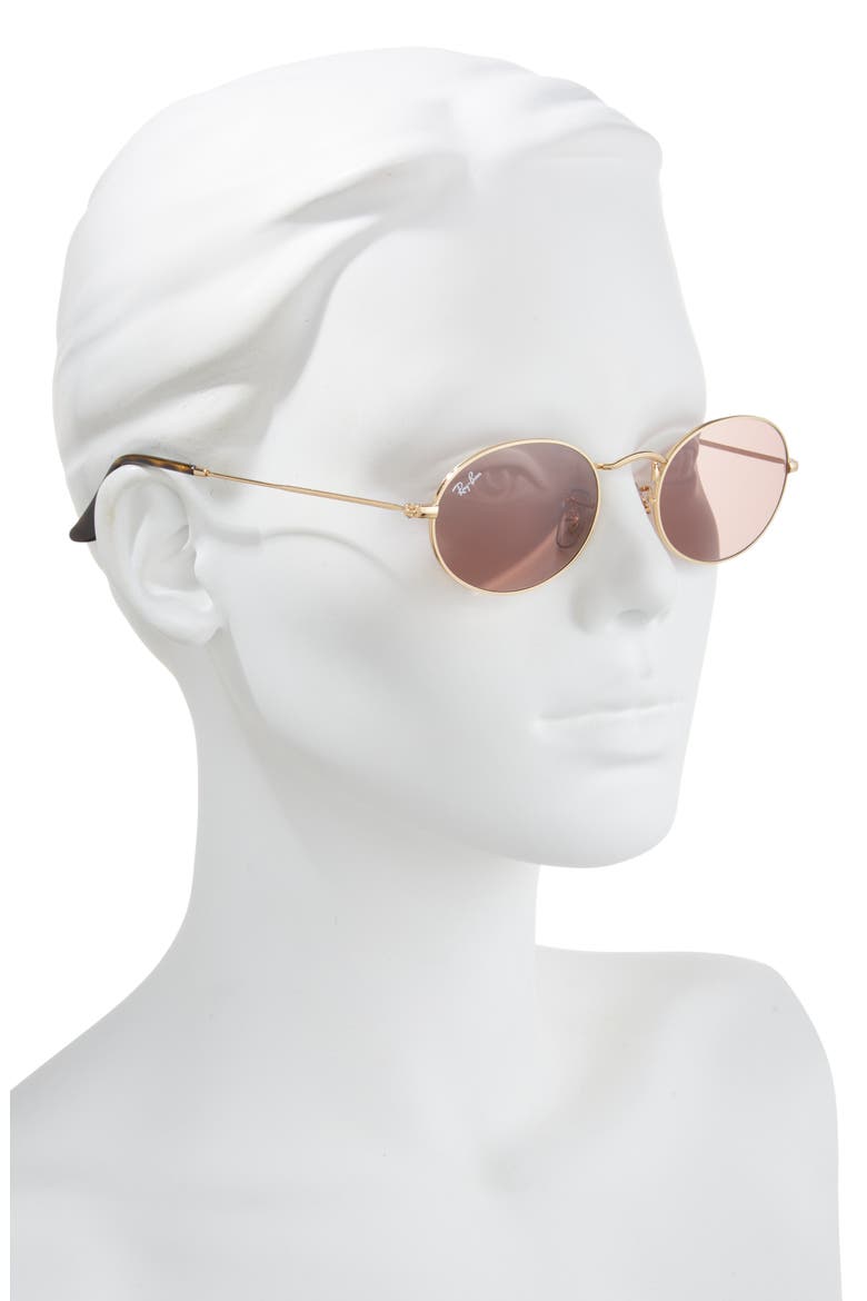 Oval 51mm Sunglasses, Alternate, color, ARISTA GOLD