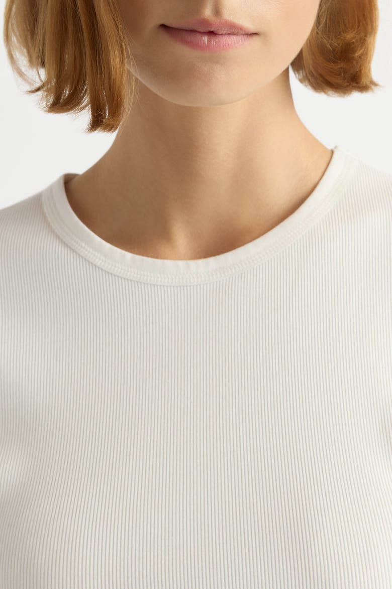 Reanne Ribbed Sculpted Crew-Neck Tee, Alternate, color, White