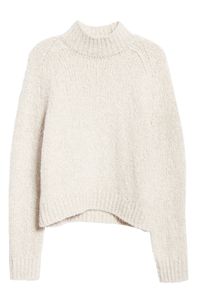 Vince Textured Sleeve Wool, Silk & Cashmere Turtleneck Sweater, Alternate, color, 