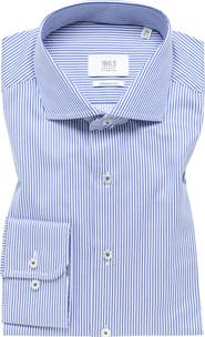 1863 by Eterna Banker Stripe Non-Iron Cotton Twill Dress Shirt