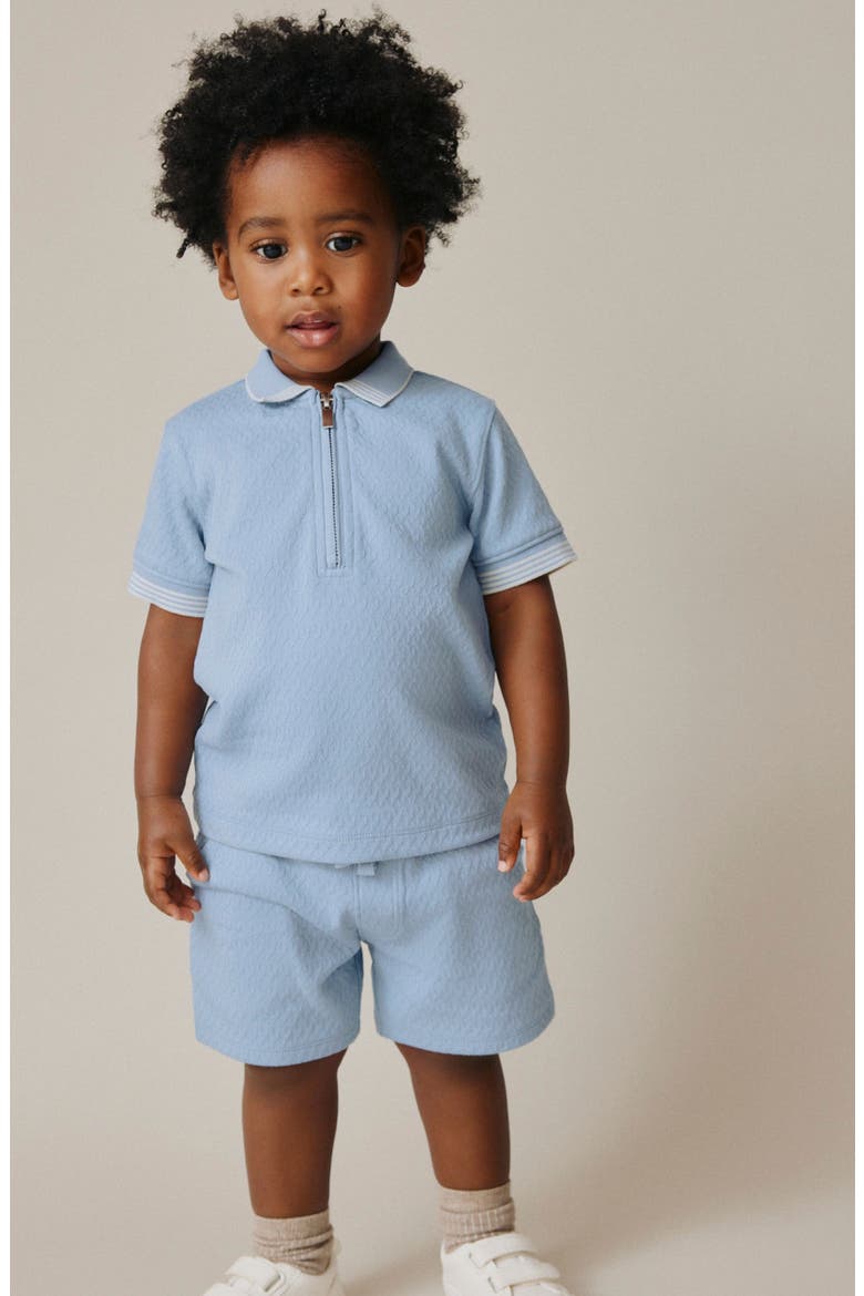 Kids' Core Quarter Zip Polo & Shorts Set, Alternate, color, BLUE
