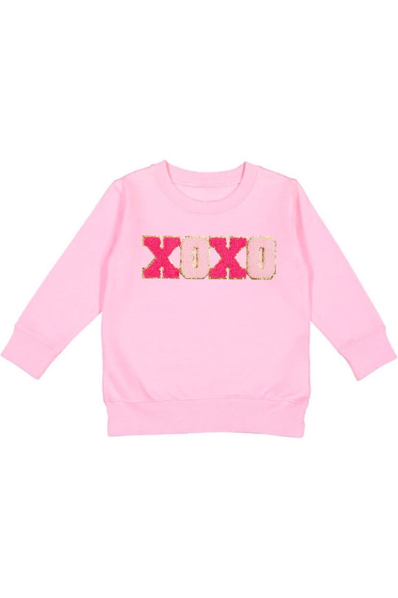 Hugs And Kisses Patch Valentine's Day Sweatshirt, Main, color, Pink
