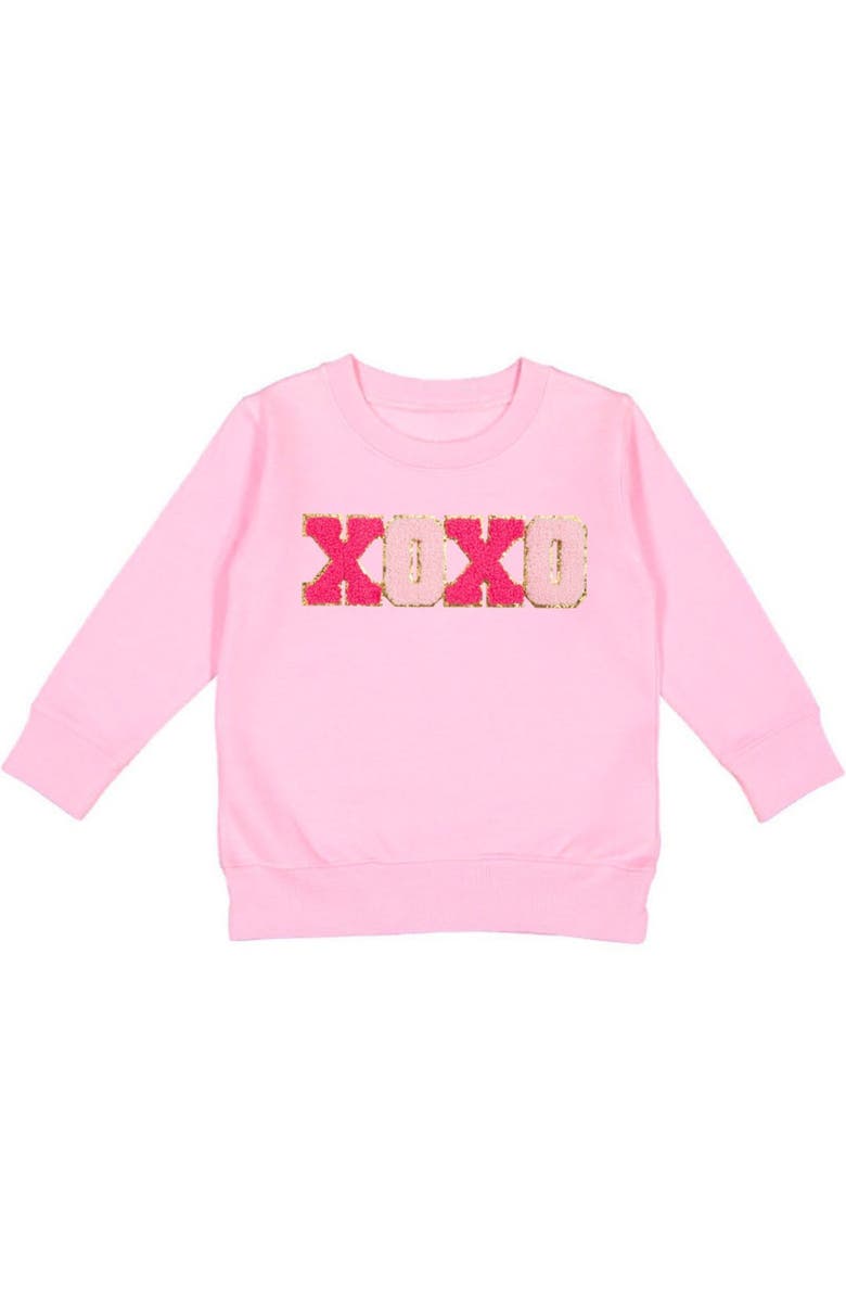 Sweet Wink Hugs And Kisses Patch Valentine's Day Sweatshirt, Main, color, 