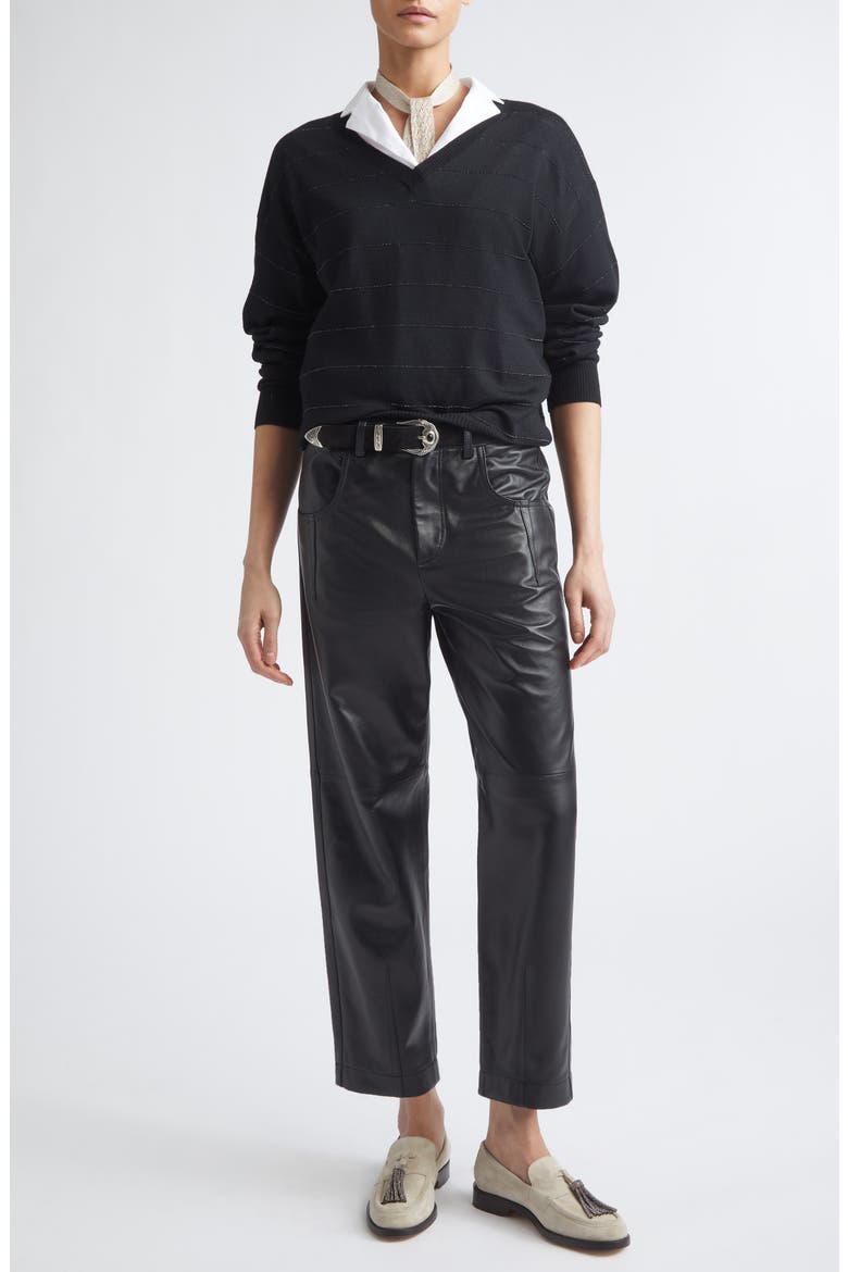 Lambskin Leather Pants, Alternate, color, 22 BLACK