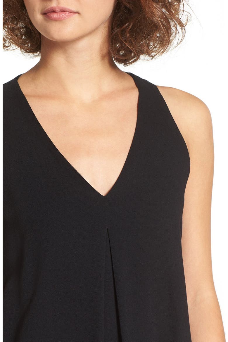 V-Neck Crepe Swing Tank, Alternate, color, BLACK