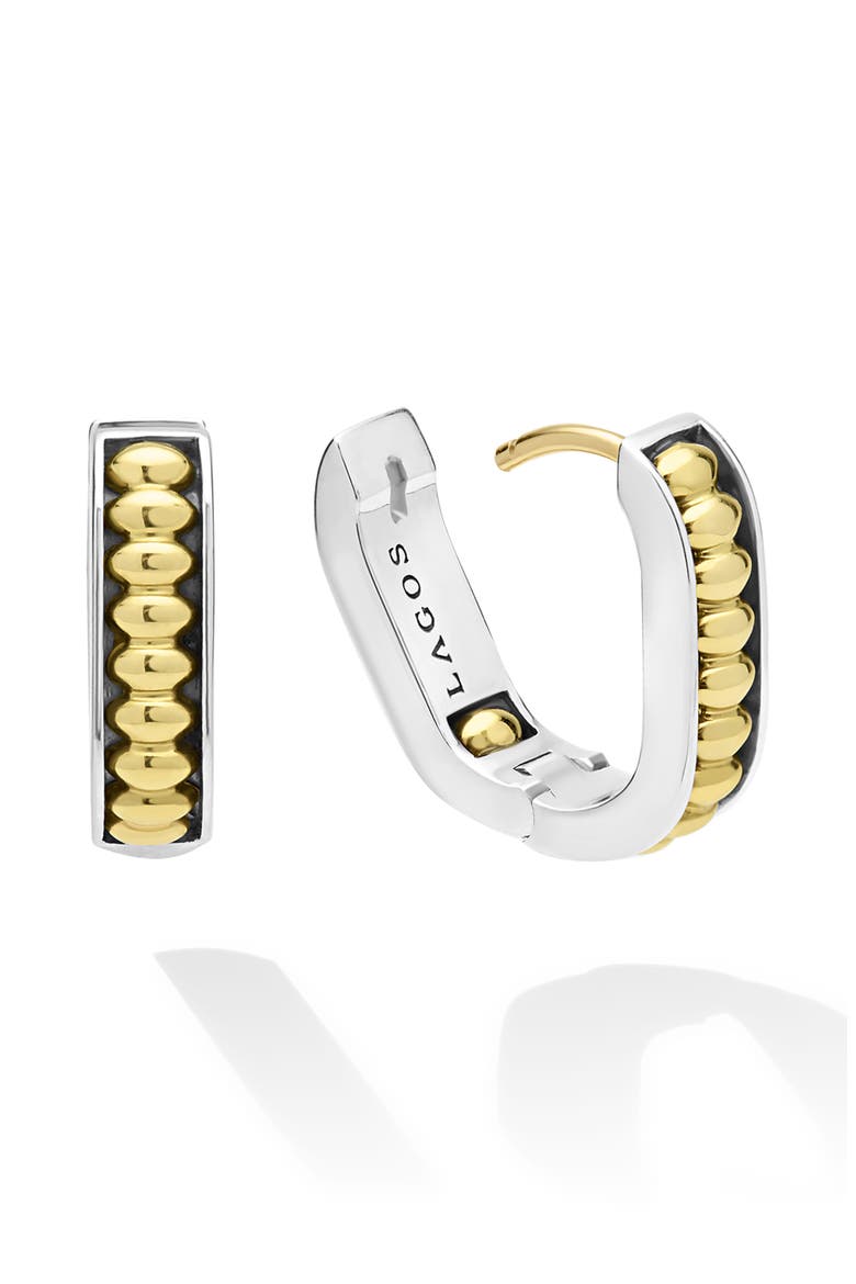 Two-Tone Linear Huggie Hoop Earrings, Alternate, color, TWO TONE