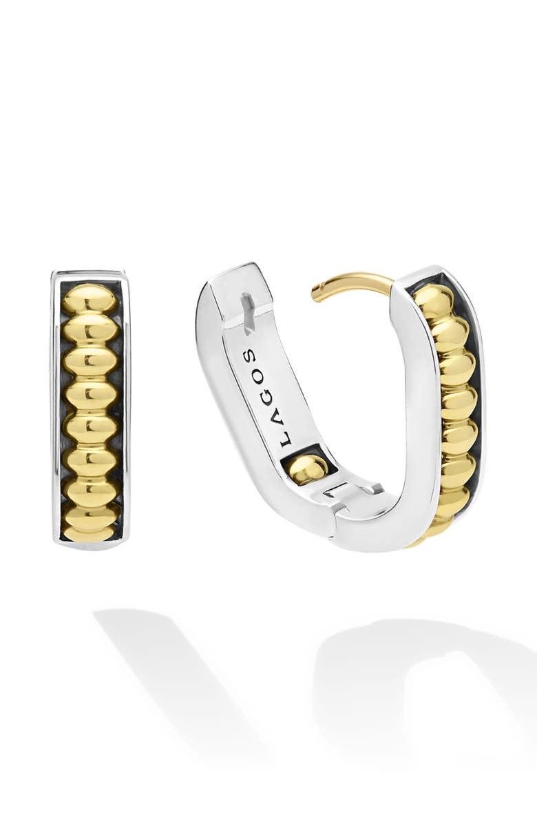 LAGOS Two-Tone Linear Huggie Hoop Earrings, Alternate, color, Two Tone