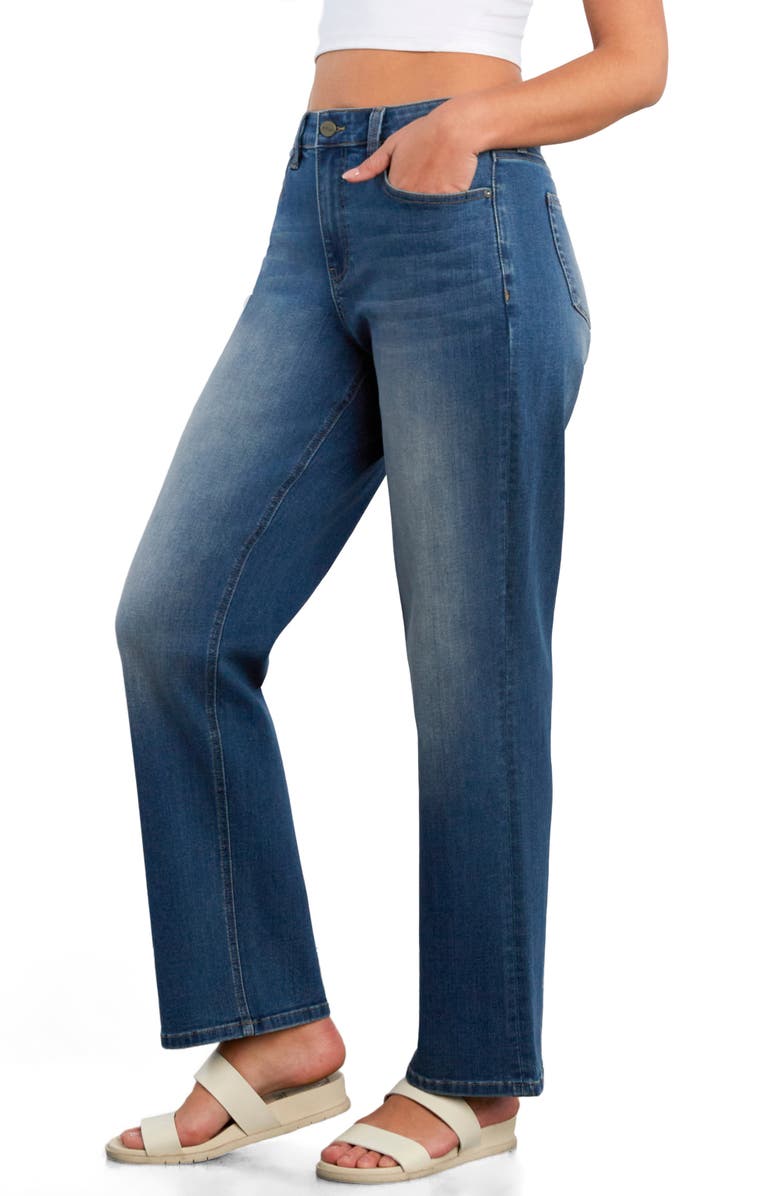 HINT OF BLU Cuffed Mid Rise Boyfriend Jeans, Alternate, color, Atlas Blue