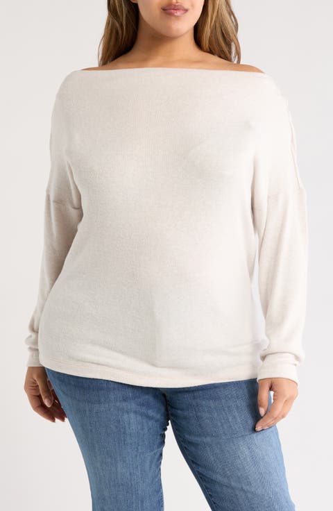 Brushed Knit Long Sleeve Top (Plus)