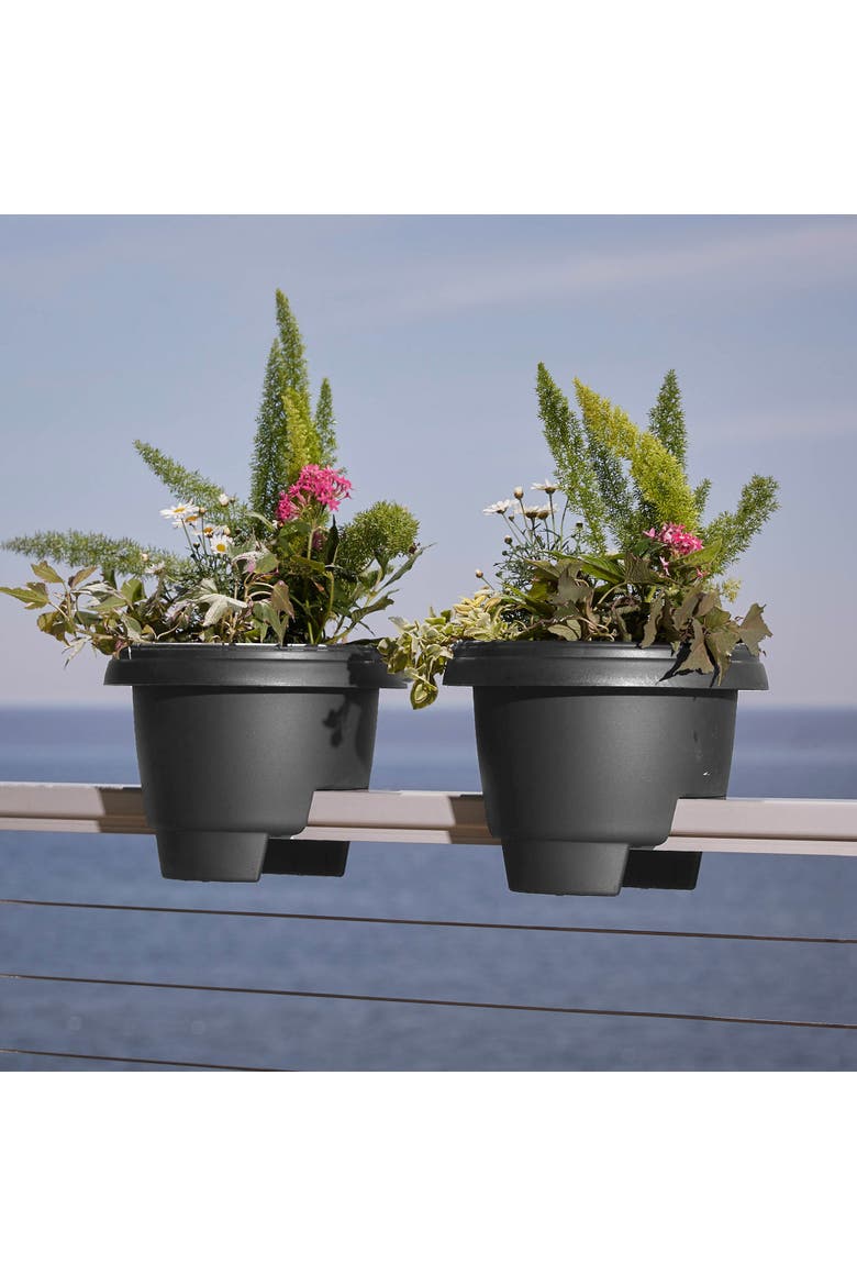 12 Inch Modica Deck Rail Round Planter, Alternate, color, Gray