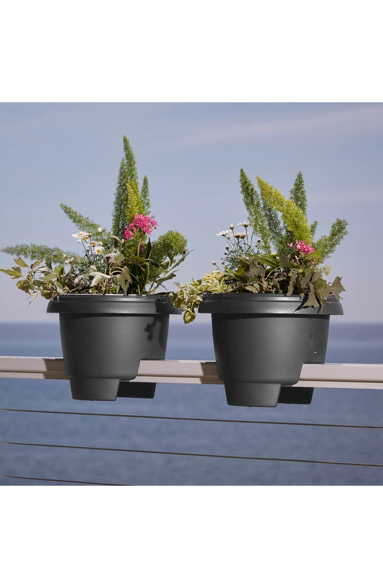 Bloem 12 Inch Modica Deck Rail Round Planter, Alternate, color, Gray