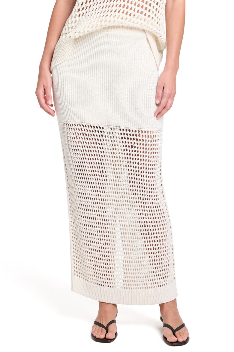 The Loophole Open Stitch Maxi Skirt, Main, color, WHITE