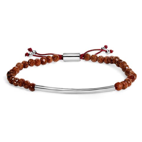 Sterling Silver Sand Bead Station Bracelet Bolo