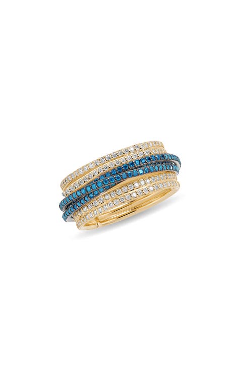 14K Gold Blue & White Diamond Kinetic Ring