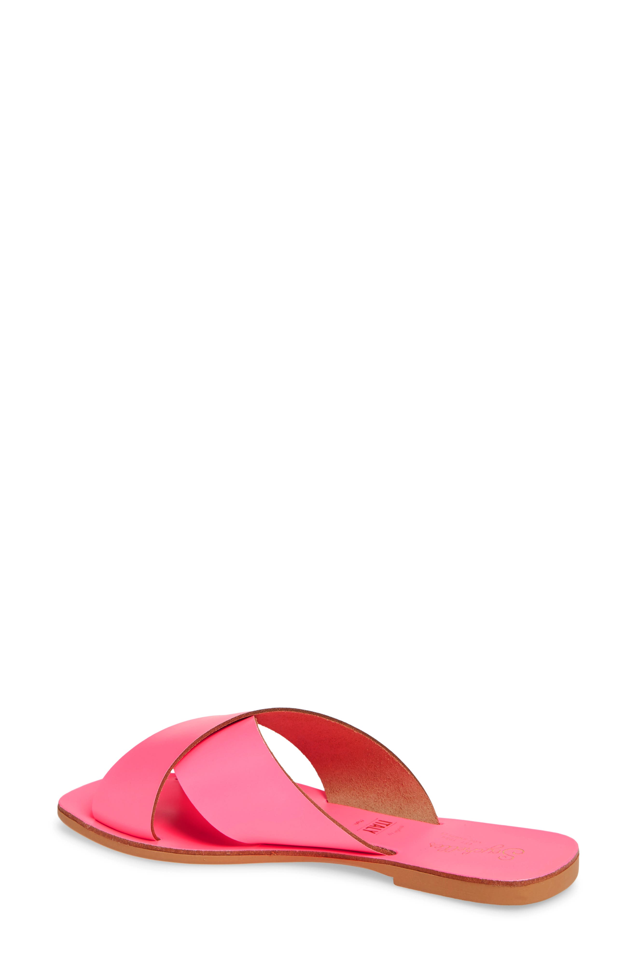 Total Relaxation Slide Sandal, Alternate, color, NEON PINK LEATHER