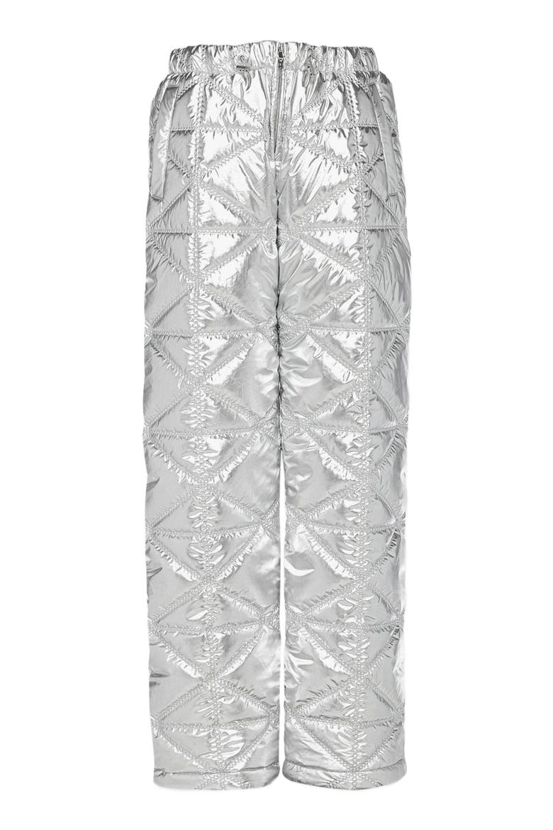 Après-Ski Quilted Pants in Metallic Polyester, Main, color, SILVER