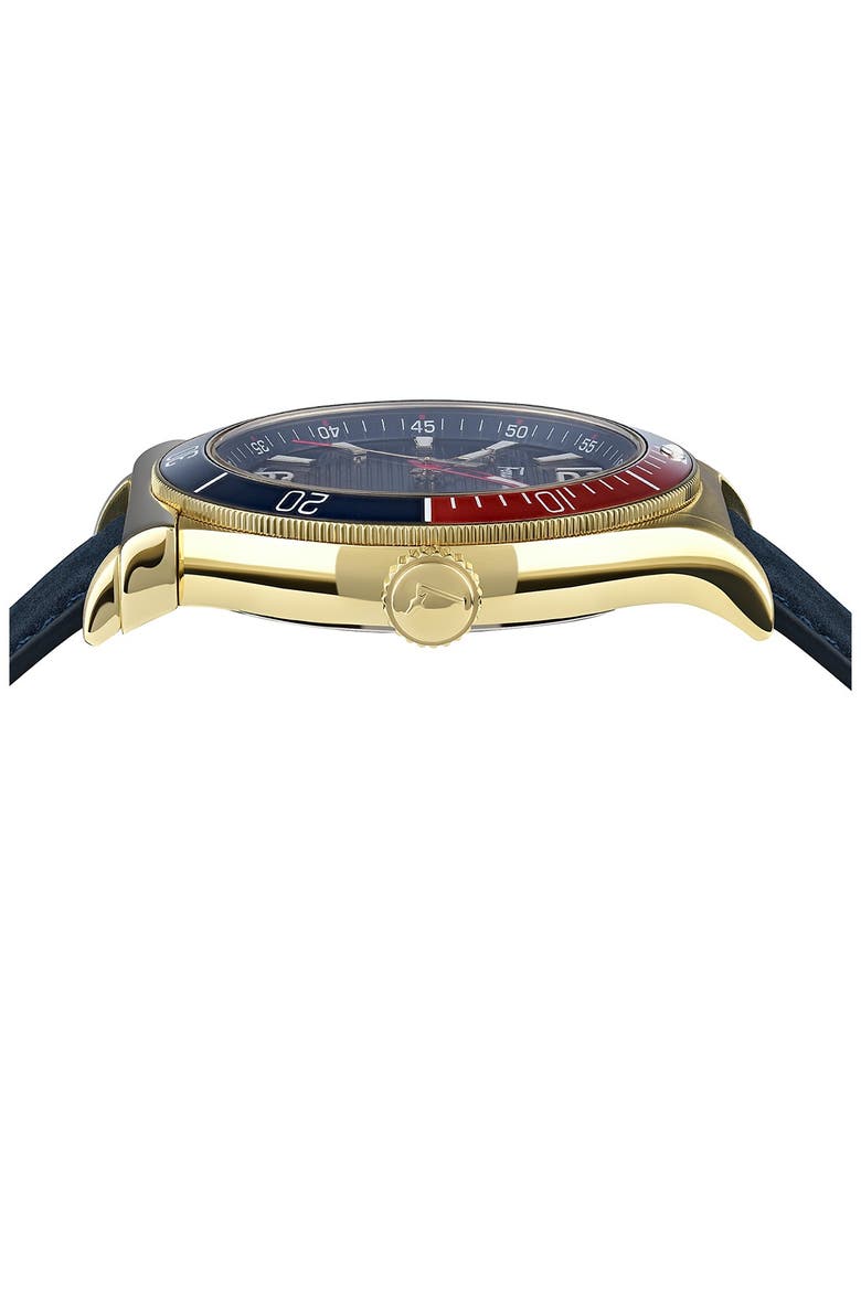 Men's Ferragamo1898 Sport Chronograph Leather Strap Watch, 44mm, Alternate, color, MULTI