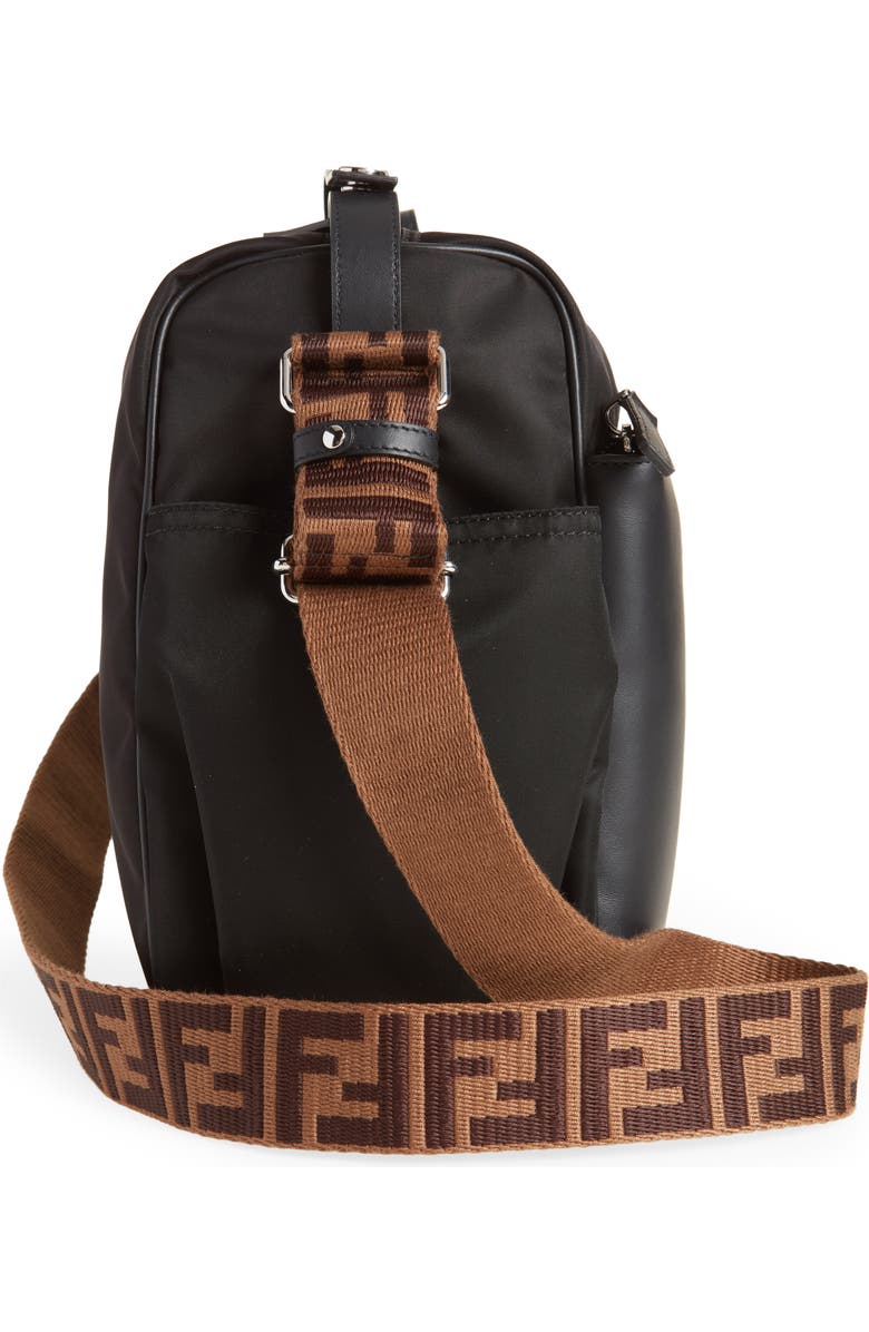 Fendi Logo Leather & Nylon Diaper Bag, Alternate, color,