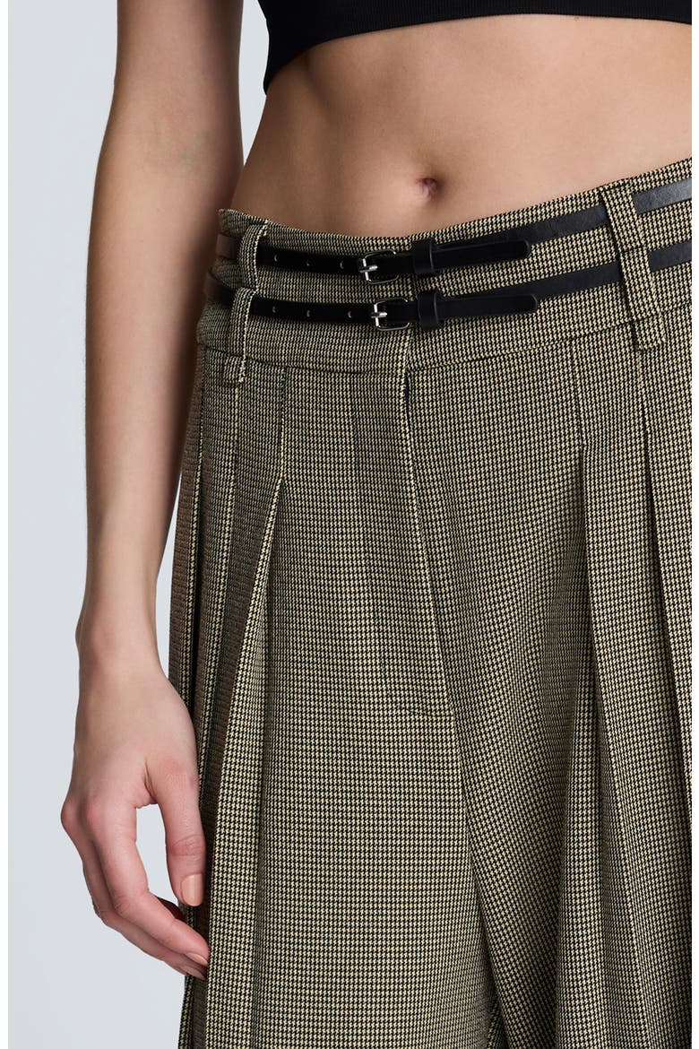 Houndstooth Check Pleated Wide Leg Pants, Alternate, color, BLACK/ ALMOND MILK