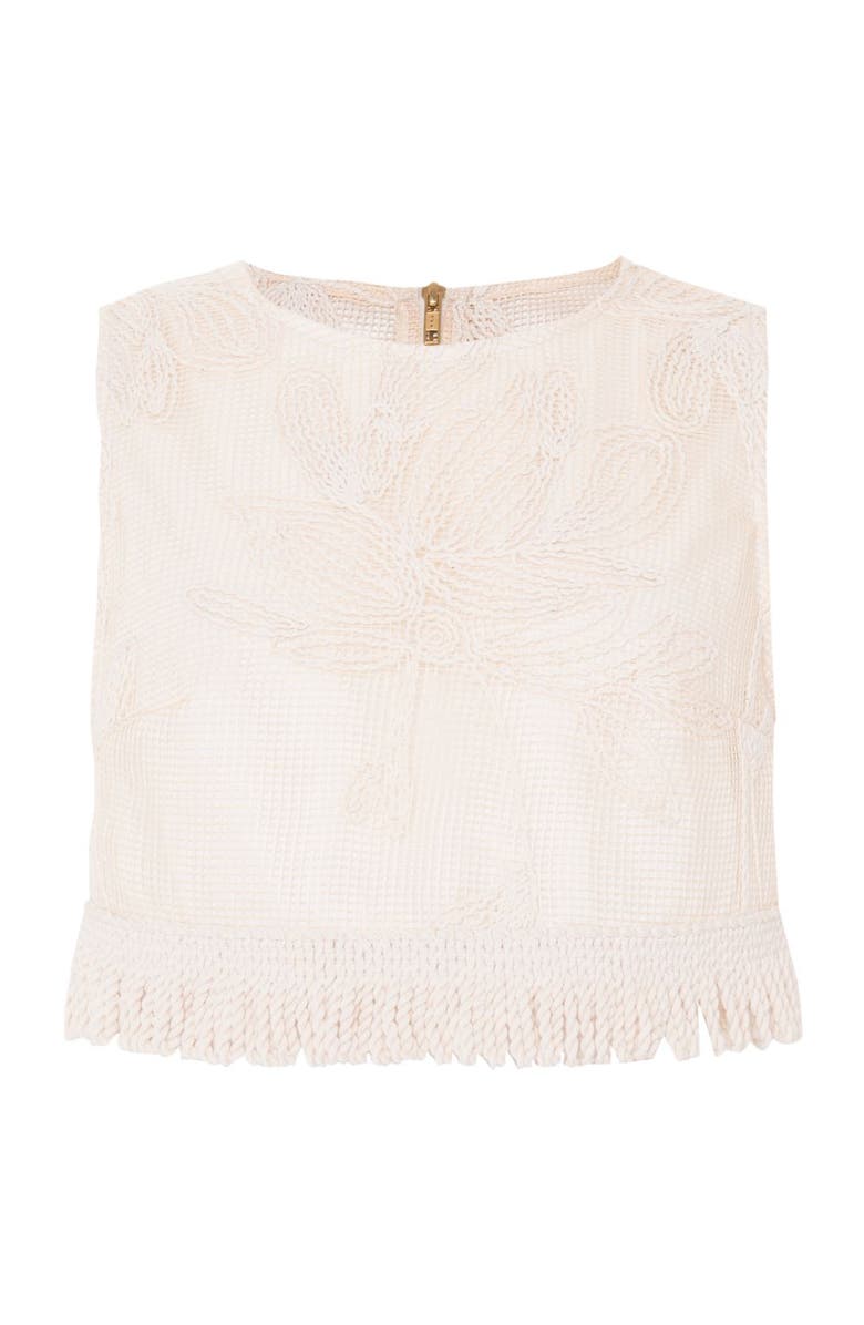 PatBO Joy Lace Fringe Top, Alternate, color, Off White