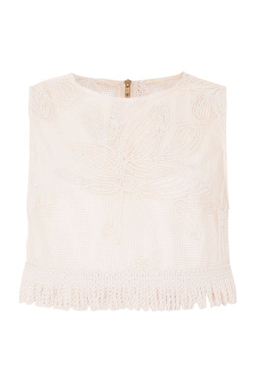 Patbo Joy Lace Fringe Top In Gold