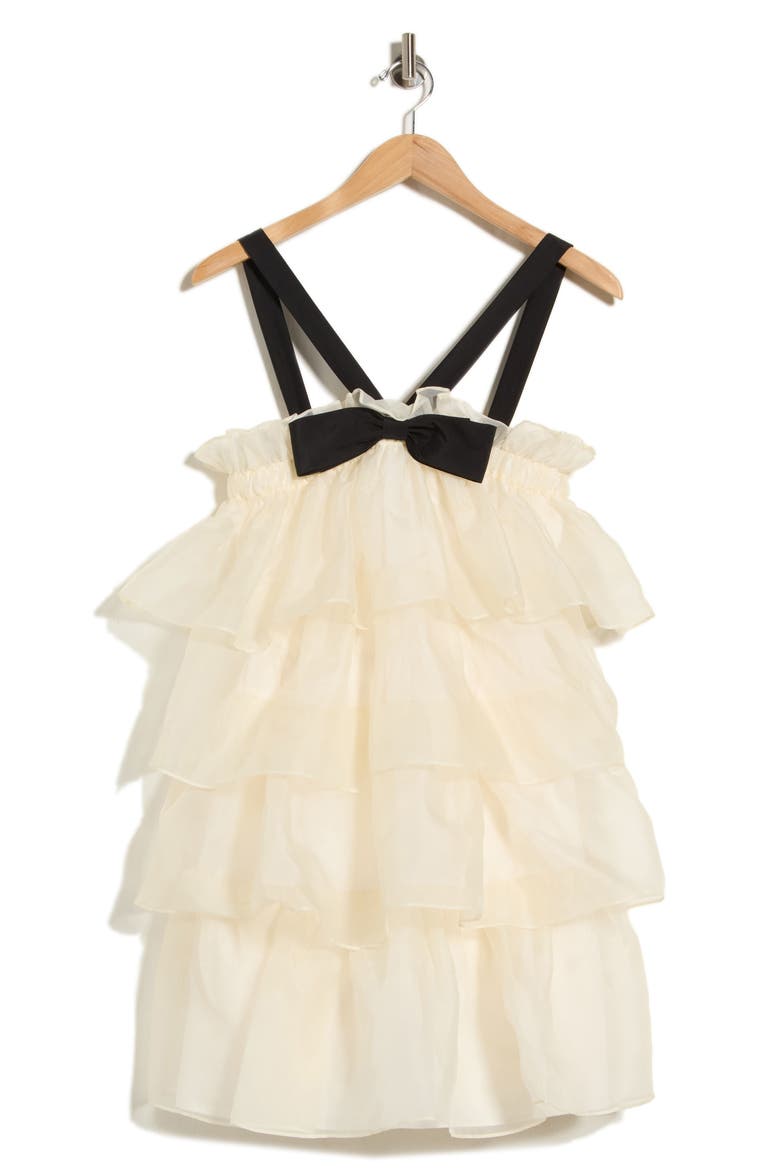 Tiered Organza Dress, Main, color, IVORY BLACK