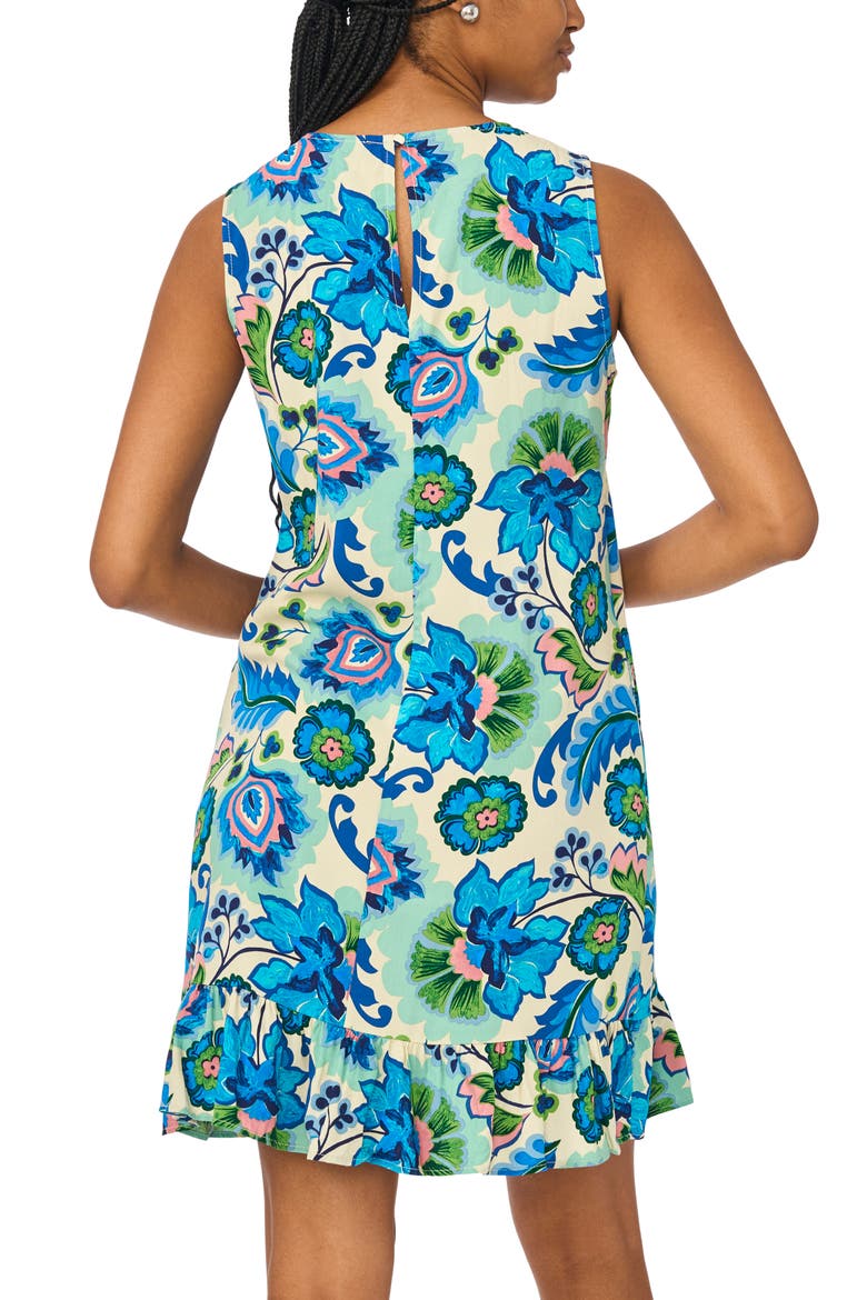 Floral Sleeveless Ruffle Hem Shift Dress, Alternate, color, BLUE MULTI